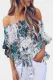 White Off Shoulder Floral Tie Front High Low Chiffon Blouse