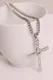 Silver Rhinestone Cross Pendant Alloy Chain Necklace