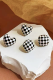 Black & White Racing Checkered Flag Casual Style Plaid Earrings