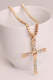 Rhinestone Cross Pendant Alloy Chain Necklace