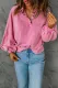Pink Washed Snap Buttons Bat Sleeve Pullover Sweatshirt