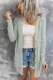 Gray Solid Color Open-Front Buttons Cardigan