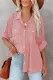 Pink Solid Pocket Long Sleeve Button-up Shirt