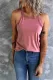 Pink Solid Color Crew Neck Tank Top