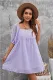 Purple Square Neck Puff Sleeve Babydoll Mini Dress