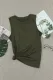 Green Solid Color Crew Neck Tank
