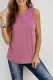 Pink Solid Color Crew Neck Tank