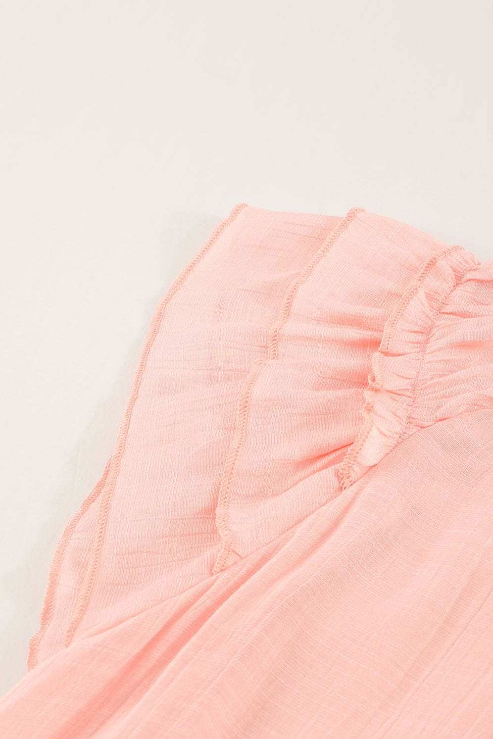 Pink Tiered Ruffled Drawstring V Neck Top $ 17.99 - Evaless