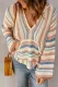 Striped Knit Kangaroo Pocket Hooded Sweater