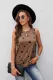Brown Star Print Knit Tank with Slits