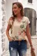 Apricot Floral Scalloped V Neck Short Sleeves Top