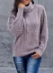 Purple Women's Winter Casual Loose Long Sleeve Solid Color Turtleneck Slouchy Basic Cable Knit Sweater