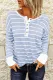 Sky Blue Striped Color Block Buttoned Waffle Knit Shirt