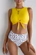Yellow Tie Knot High Waisted Swimsuit