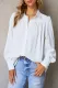 White Solid Color Button Up Puff Sleeve Shirts