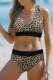 Leopard Leopard Print Criss Cross Bikini Set