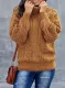 Yellow Women's Winter Casual Loose Long Sleeve Solid Color Turtleneck Slouchy Basic Cable Knit Sweater