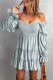 Shirred Tiered Pleated Ruffle Sleeve Mini Dress