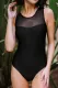 Strappy Hollow-out Back Mesh One-piece Swimwear