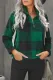 Green Plaid Zip Collar Plush Pullover Sweatshirt