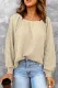 Apricot Waffle Texture Casual Square Neck Pullover