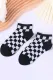 Black Ladies Short Socks Fashion Retro Checkerboard Socks Sports Cotton Socks