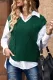 Green V-Neck Twist Knitted Vest Sweater