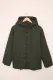 Green Zipper Hooded Coat with Pocket