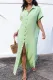 Green Summertime Cotton Button Down Maxi Dress