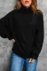 Black Winter Casual Long Sleeve Turtleneck Solid Color Drop Shoulder Cable Knit Sweater Chunky Sweater