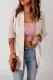 Pink Ribbed Open Front Knit Cardigan