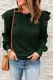 Green Frilled Shoulder Detail Cable Knit Sweater