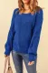 Blue Hollow-out Round Neck Knitted Sweater