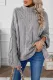 Gray Oversize Turtleneck Textured Sweater
