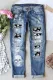 Skull Ripped Patchwork Casual Jeans