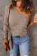 Khaki Tie Knot One Shoulder Knitted Sweater