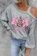 Pink Christmas tree Solid Cold Shoulder Asymmetrical Neck Shift Casual Long Sleeve Top