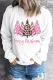 White Pink Christmas Tree Round Neck Shift Casual pullover sweatshirt