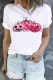 Pink Pumpkin Face Graphic Crew Neck Casual T-shirt