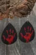 Black Halloween Palm Bloodstained Waterdrop Leather Reversible Printed Leather Earrings