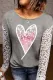 Shiny Pink Love Lace Splicing Long Sleeve Blouse
