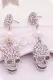 Skull Full Diamond Pearl Stud Earrings