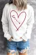 White Letter Heart  Print Casual Sweatshirt