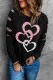 Love Heart Leopard Round Neck Casual pullover sweatshirt