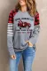 Valentine Striped Plaid Leopard Heart Long Sleeve Top Gray