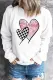 Heart-shaped Pink Flower Black Plaid Sweatshirts White