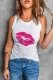 White Valentine Lip Graphic Tank Top