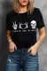 Black Skull Print Crew Neck T-shirt