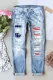 American Flag Patriotic Casual Ripped Jeans