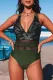 Camouflage Criss Cross Mesh One-piece Swimsuits
